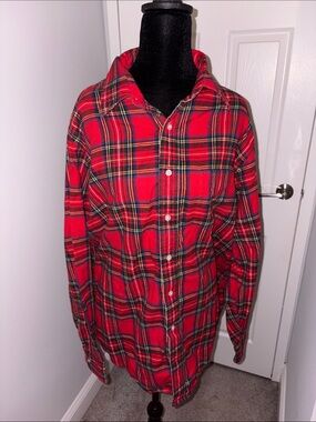 L.L. Bean Red Plaid Button-Down Shirt VTG